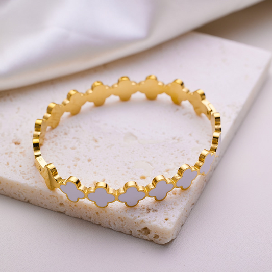 WHITE CLOVER BANGLE - printida-jewelry